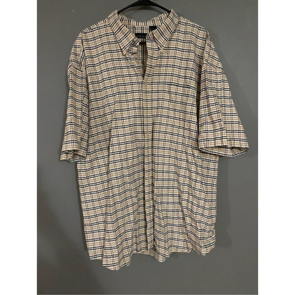 Van Heusen Plaid Button Up Polo Shirt Size 2XL